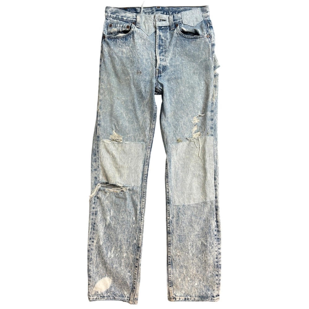 VTG Levi's 501 Jeans W30 L32 USA Acid Wash Distressed Repair Grunge 80's-90's